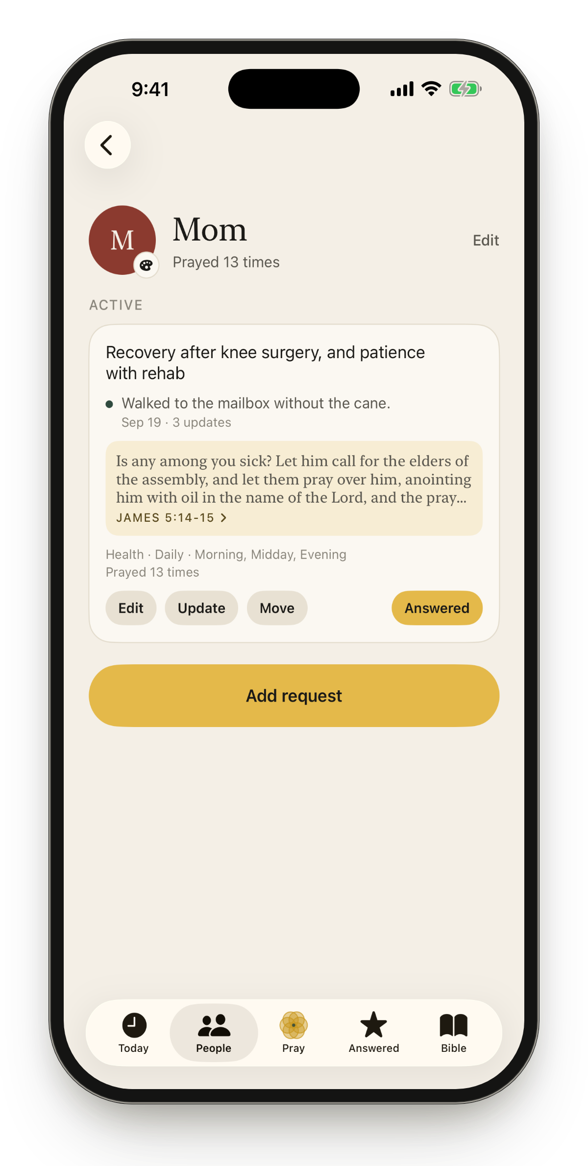 PrayerTrackr app screenshot