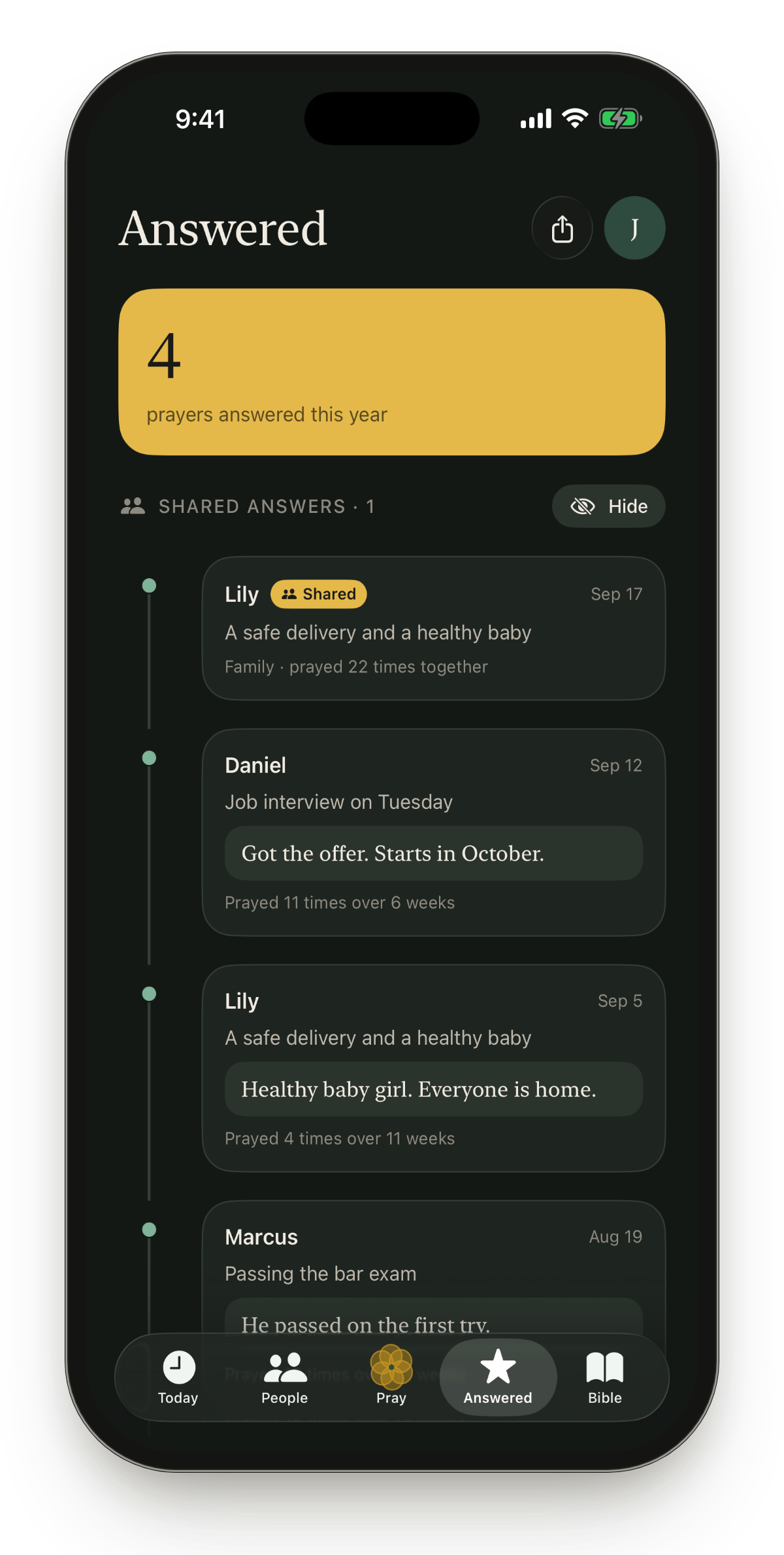 PrayerTrackr app screenshot