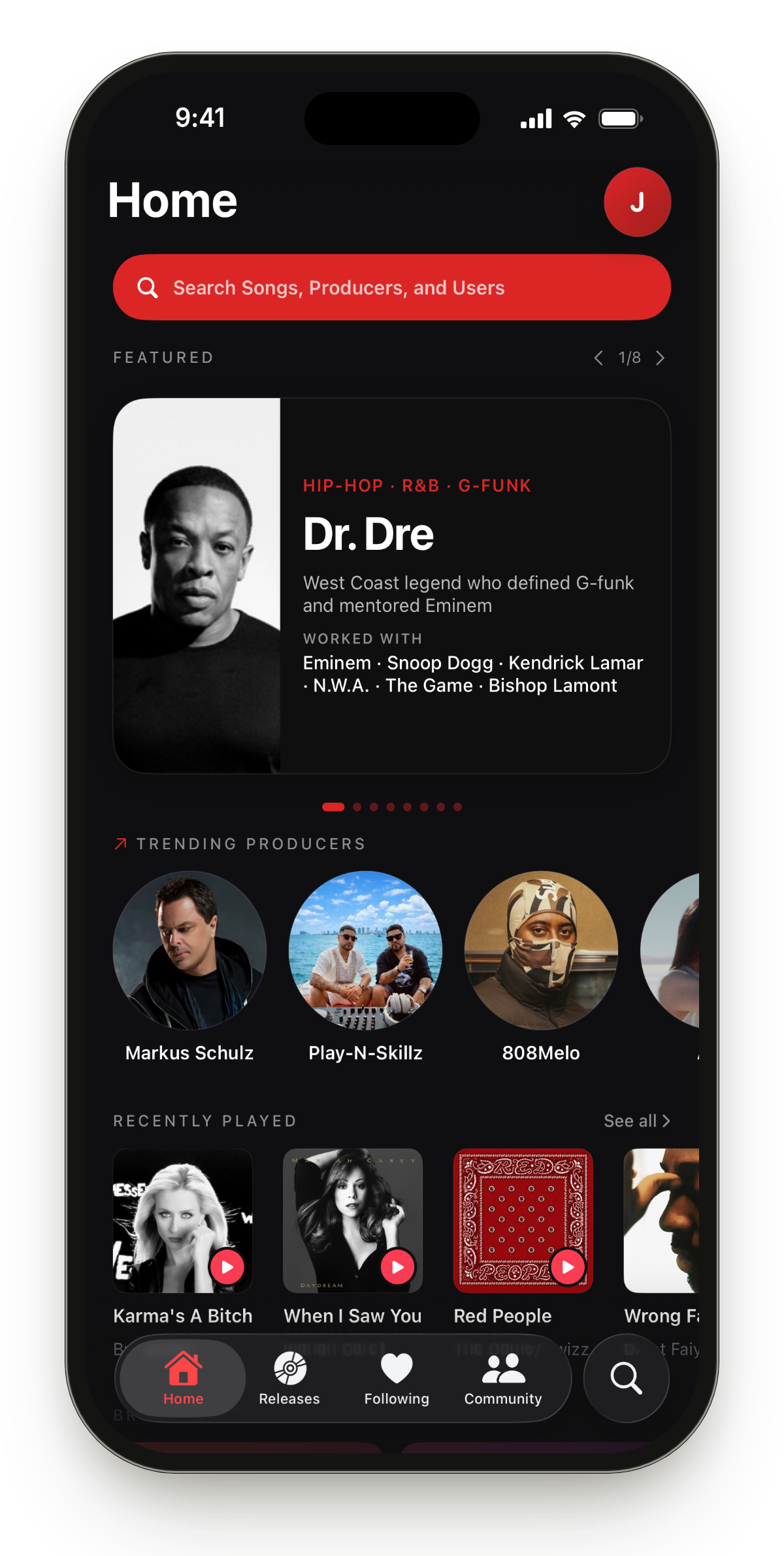 ProducerTrackr app screenshot